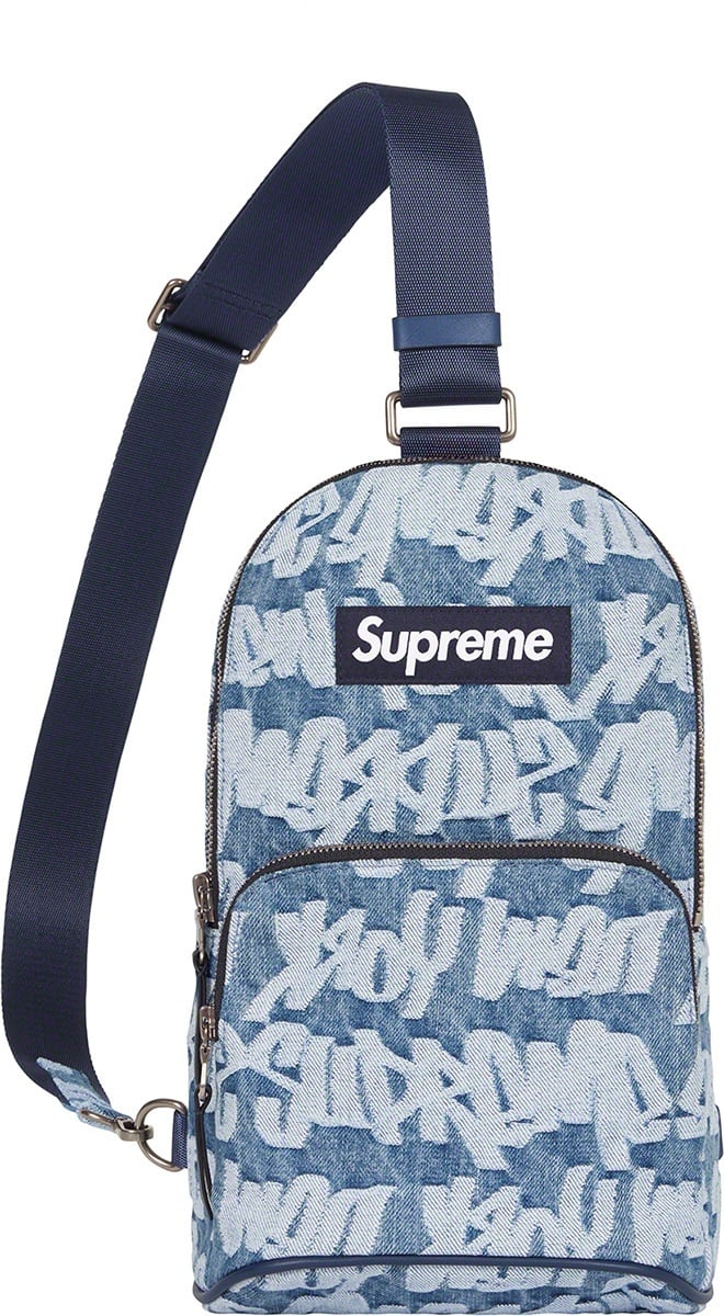 Fat Tip Jacquard Denim Sling Bag view 4